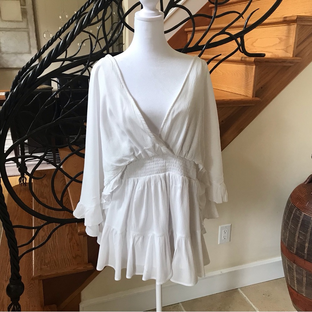 White Ruffled Wrap Dress